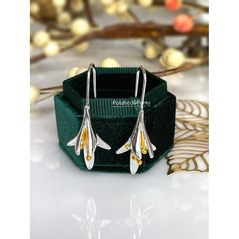 Gold and Silver Honeysuckle Flower Earrings ~ Flower Earrings - in gift box